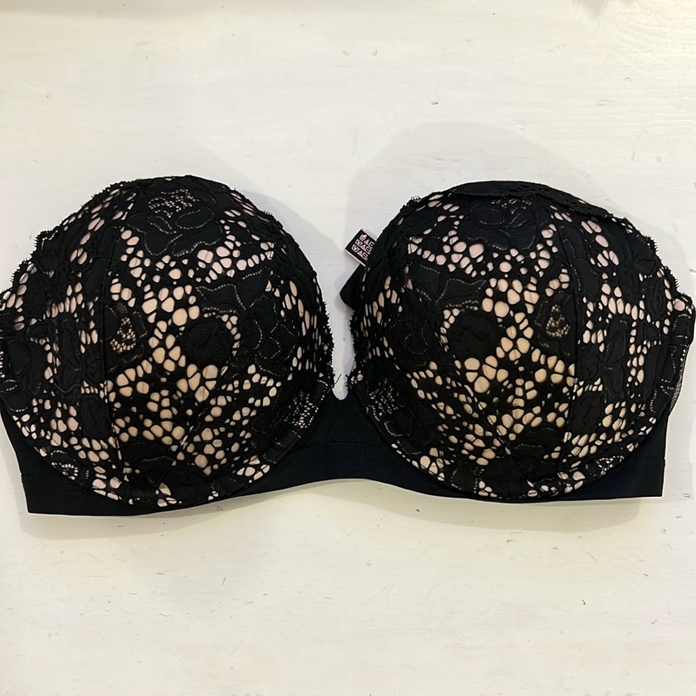 Victoria Secret black lace strapless bra